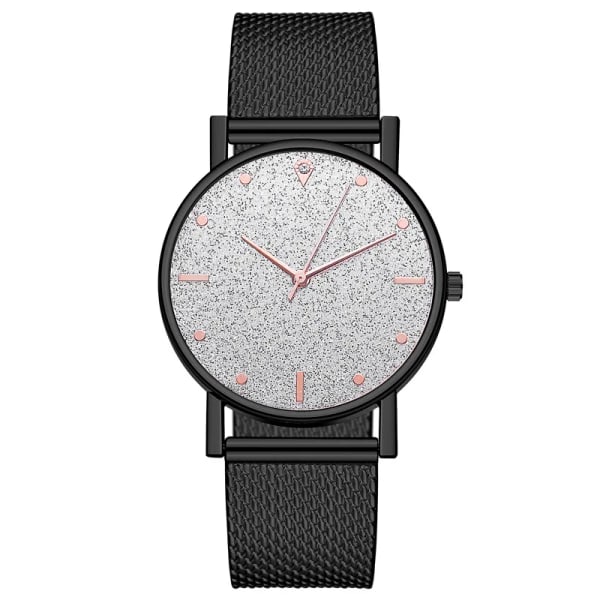 Svarta Kvinnor Klockor Starry Sky Mesh Silikonarmband Kvinna Mode Quartz Armbandsur Damklocka Rea Enkel relogio black silver