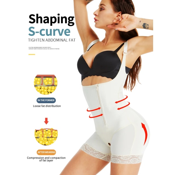 Aiconl Kvinnor Waist Trainer Body Latex Shapewear Butt Lifter Magekontroll Midjeformning Smalning Underkläder Beige 2XL