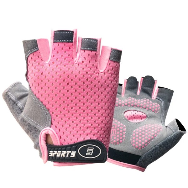 Barnhandskar Halvfinger Utomhussport Barn Cykling Pojkar Flickor Skydd Antisladd Andas tunna vårsommarhandskar pink L
