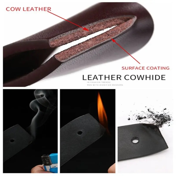 kohud bälten i äkta läder för män märke manligt stift spänne jeans cowboy Herrbälte Luxury Designer Högkvalitativt läderbälte män COFFEE 130cm