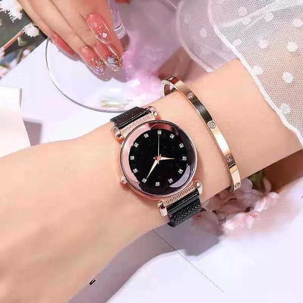 Dam Magnetic Starry SHS Clock Lyx Damklockor Mode Diamond Kvinnlig Quartz Armbandsur Relogio Feminino Zegarek Damski shu zi hong