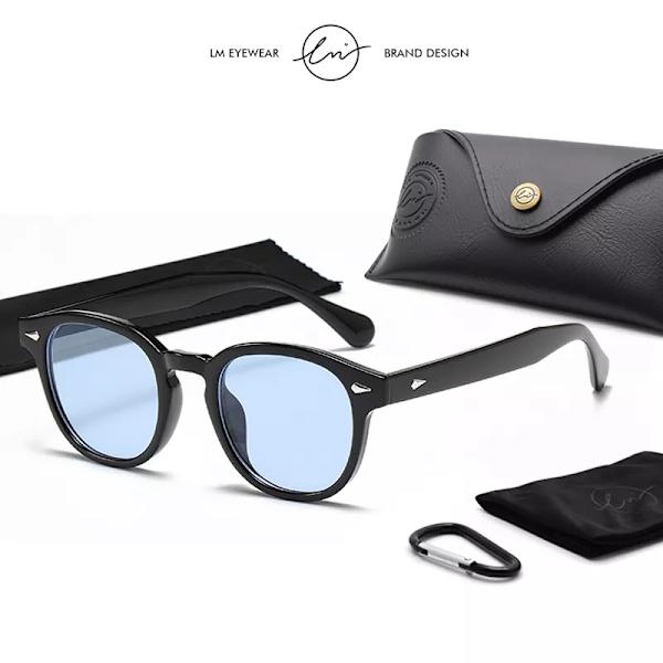 LM Fashion Johnny Depp Style Runda solglasögon Klartonad lins Dam Solglasögon Män TONY Blue Eyewear Ocean Lens UV400 GradientLeopard-Tea Follow Picture