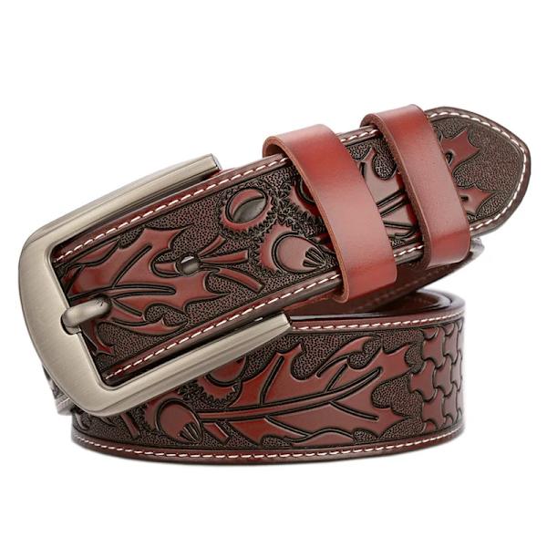 Factory Direct Bälte Kampanjpris Nytt modedesignerbälte Högkvalitativt äkta läderbälten för män Kvalitetssäkring 4020 red brown 115CM