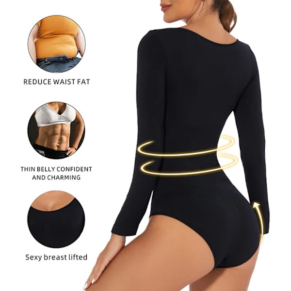 Dam Seamless Shapewear Bodysuit Waist trainer Body Shaper Butt Lifter Shapewear Underkläder Bantning Långärmad Bodyshapers White M