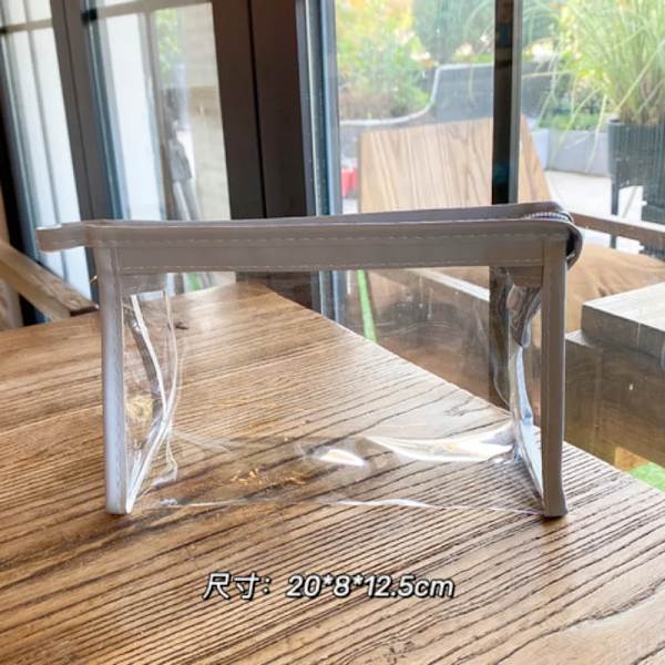 DIY Tjejer Transparent kosmetisk väska Kvinnor Dragkedja Klara sminkväskor Case Resor PVC Bad Toalettartiklar Tvätt Förvaringsväska grey