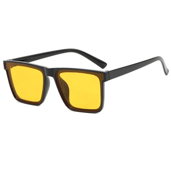 Plastbåge för män Glasögon Fyrkantiga solglasögon Solglasögon för män Svart PU-väska Oculos UV400 Yellow Other