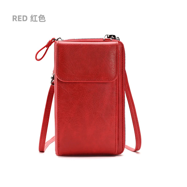 Buylor Hasp Mode Crossbody-väska Liten mobiltelefonväska Damväska PU-läderkorthållare Lyxig axelrem för handväska Red 18x11x5cm