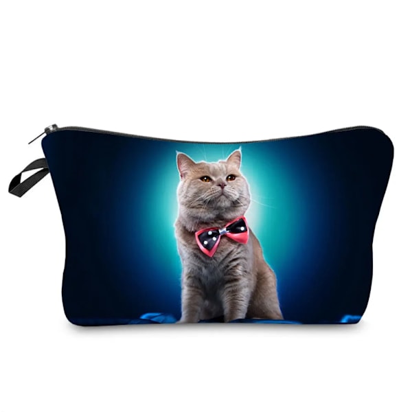 Svart katt utskrift kvinnor kosmetiska väskor Djur Söt Casual Bärbar förvaring Sminkväska Toalettväskor 307-1 Cat Bag