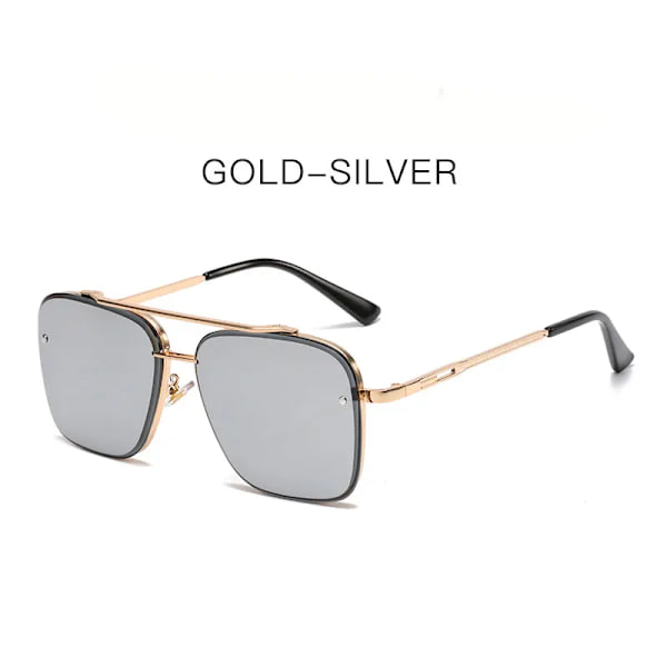 Nytt mode fyrkantiga solglasögon herr lyxmärke designer metall solglasögon 2022 vintage pilot solglasögon glasögon Oculos De Sol Gold-Silver