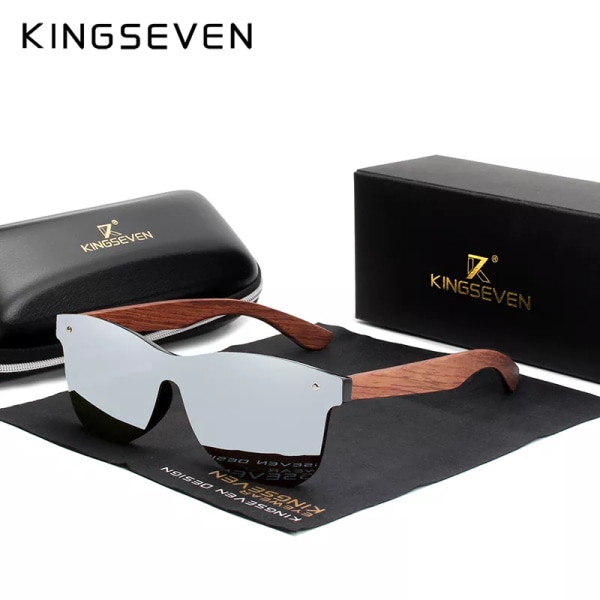 KINGSEVEN Naturligt trä Solglasögon Män Polariserat Mode Solglasögon Original Trä Oculos De Sol Masculino Sliver bubinga wood Original