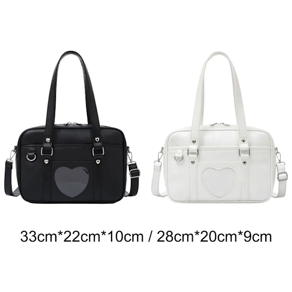 Japansk skolhandväska Pu-läder Hjärtformad Jk Uniform Bag Japansk High School Uniform Laptopväska White Large