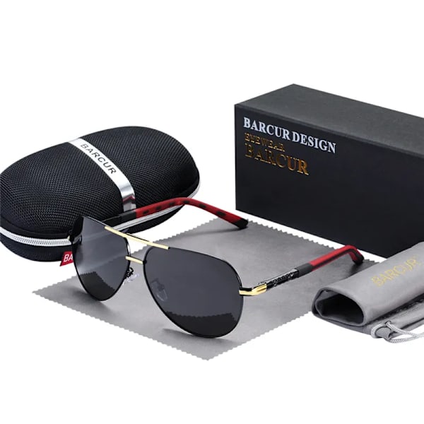 BARCUR Solglasögon för män Polarized UV400 Skydd Körning Solglasögon Kvinnor Man Oculos de sol Gold Gray BARCUR