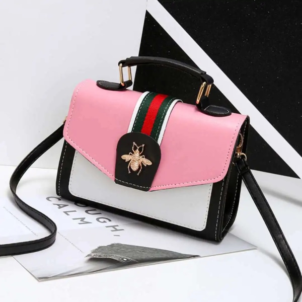 Kvinnor Designer Contrast Handväska Kvinna Ny Klassisk Crossbody-väska Flikväska Läder Axelväska Damväska Pink