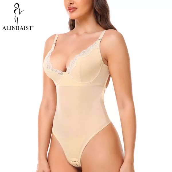 Kvinnor Slimming Shapewear Body Bue Control Briefs Body Shaper Bröllopsfest Modellering Underkläder Stringtrosa Inbyggd BH Camisoles Black L