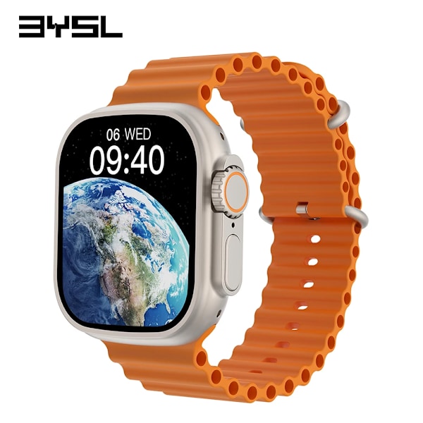 BYSL W68 Ultra Pro Max Smartwatch Herr Sport GPS Bluetooth Call IP68 Waterprrof NFC Series 8 Smart Watch med trådlös laddning Orange
