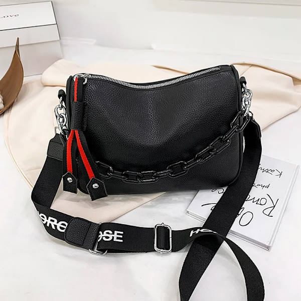 Crossbody-väskor i äkta läder Kvinnor Berömt märke Kvinnlig Axelväska Mode Bred axelrem Mjuk liten Kvinnor Väska Bolsa sac Red
