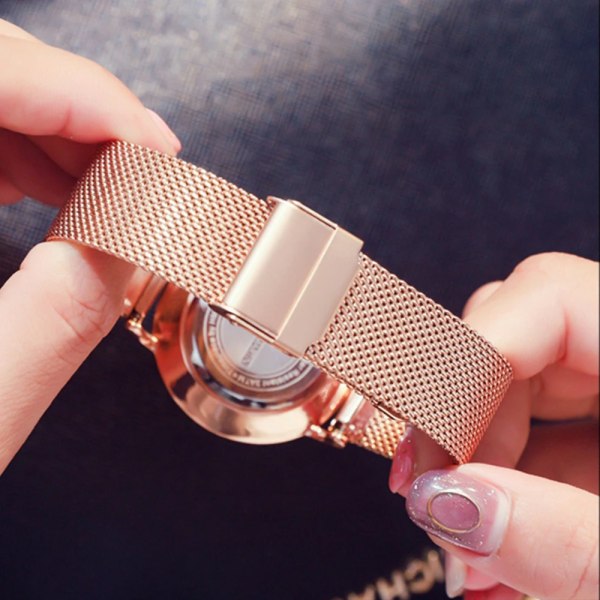 Hannah Martin Japan Quartz Movement Hög kvalitet kvinnor i rostfritt stål Mesh Rose Gold Vattentät Watch CB36 HM-CV36-1