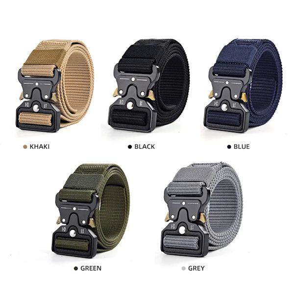 5,0 cm brett armébälte taktiskt militärt nylon midjebälten Quick release Jaktträning Stark metallspänne polis 5cm(wide)black A 125cm
