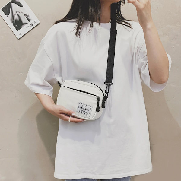 Kvinnmode Manchester Dragkedja Axelväska Crossbody Väska Höst Vinter Flerlagers Liten Mjuk Shopper Bag Billig Kvalitet Handväskor White Canvas(.186)