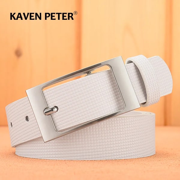 Designer vita bälten män högkvalitativt lädermode lyxigt manligt midjebälte Casual manligt pu läder prickband Ceinture Homme White 115CM