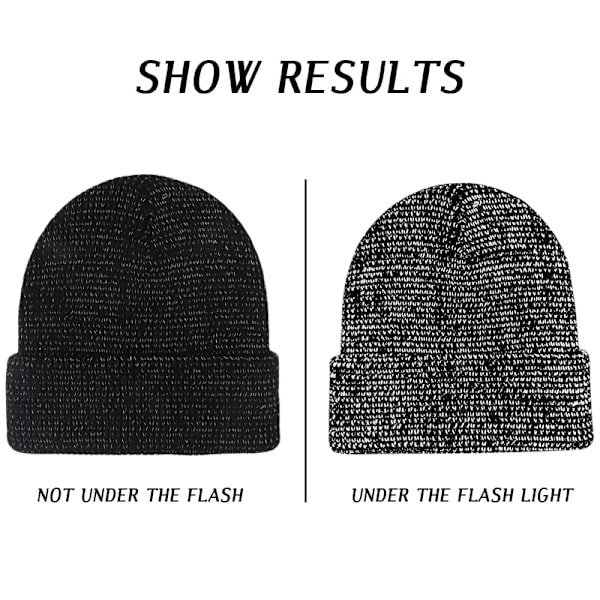 Vinterreflekterande Fiske Nattrunning Mössa för Män Kvinnor Dam Flickor Varm Mössa Utomhus Vindtät Stickad Mössa Gray free size