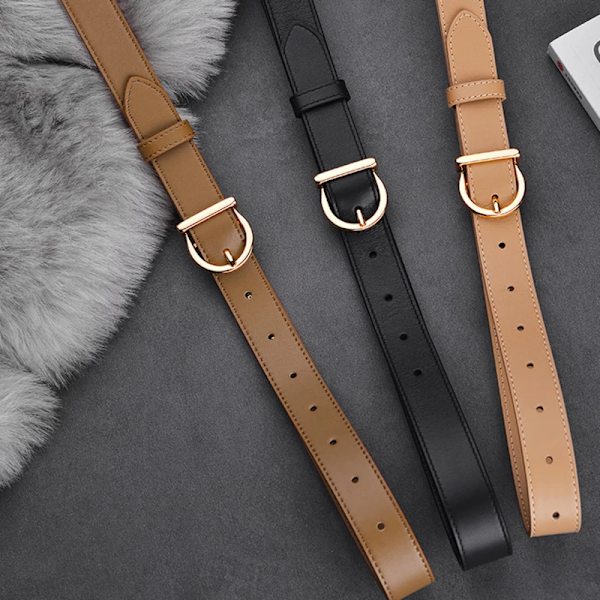 DINISITON Dambälte Äkta läder Damer Tunna Bälten Mode Lyxmärke Högkvalitativa kvinnliga jeans Vindjacka Midjeband Khaki 100cm