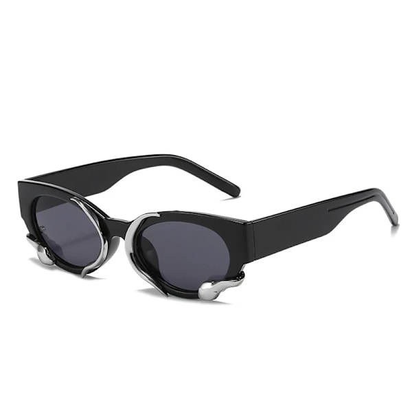 Rektangulära solglasögon för kvinnor Punk Style Snake Solglasögon Lyxmärke Designer Glasögon UV400 Män Hip Pop Shades Glasögon Retro Green multi
