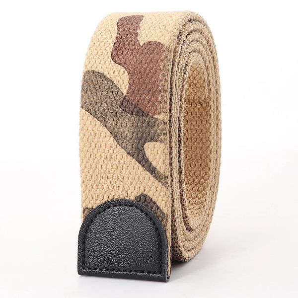 Hot Tactical Canvas Bälte Utan Spänne Joker Utomhus Män Kvinnor Anpassa Förläng Designer Multifunktionell Militär Jeans Bälte Khaki Camouflage 110cm