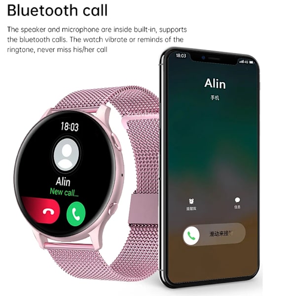 OLED Mode Smart Watch Dam Puls Blodtryck Multifunktionell Watch Herr Kvinna Vattentät Smartwatch Kvinnor Pink