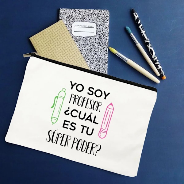 Yo Soy Profesor Cual Es Tu Superpoder Spanska sminkväskor Lärare Canvas Penna Förvaringspåse Resetoalettartiklar Organizer Presenter W01327-TBWH-D