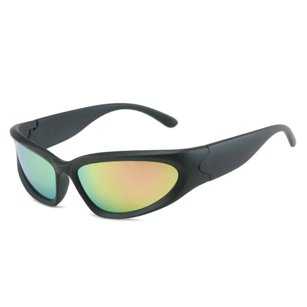 Modeglasögon Damsolglasögon Punksolglasögon Sportsolglasögon Kvinnor Män Solglasögon Skärmar Glasögon Glasögon UV400 A3 Black