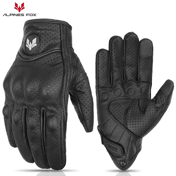 Suomy Vinatge Getläder Motorcykelhandskar Sommar Herr Perforerade Retro Läder Motorcykel Motocross Handske Dam Motorcyklist Guantes AFG-15 Black-Hole XXL