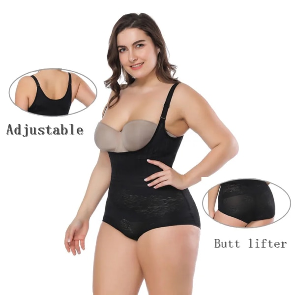 Kvinnor Body Shaperwear Slimming Shaper U Plunge Thong Shapers Waist trainer Postpartum Recover Body Shaper Kontrollkorsett black S