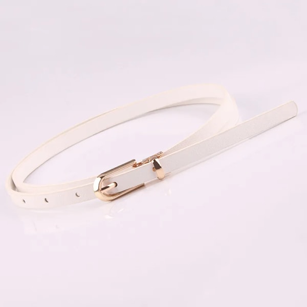 Nya Dambälten Justerbart PU-läder tunt bälte för tjejer Guldspänne Klänning Byxor Designer midjeband Mager midjebälte White 108cm