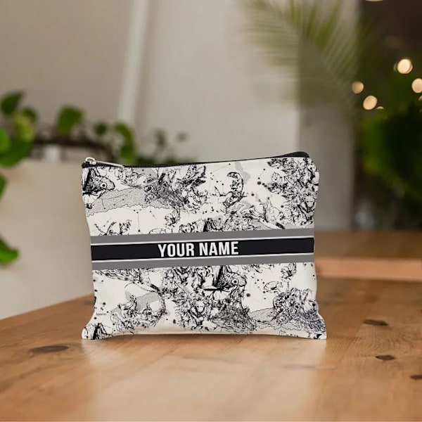 Anpassa namn Kosmetikväska Anpassad mode Leopard Blomma Resor Kosmetisk Organizer Damsminkväska Design Lyxväska påse Gold