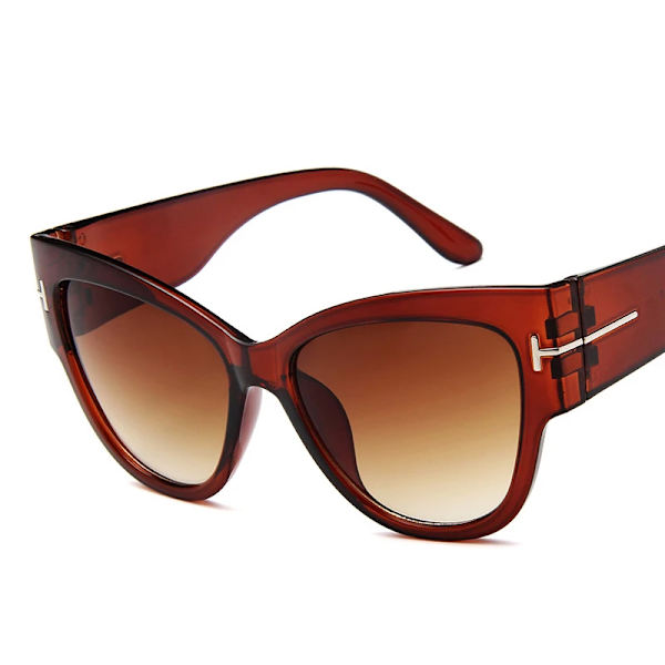 Nytt Tom Modemärke Designer Cat Eye Dam Solglasögon Dam Gradient Points Solglasögon Big Oculos feminino de sol UV400 Tea multi