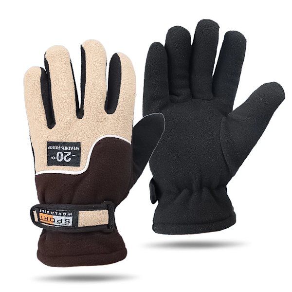 Män Vinter varm fleece thermal motorcykel thermal varma handskar Polar fleece vantar för män kvinnor snö sporthandskar A - brown