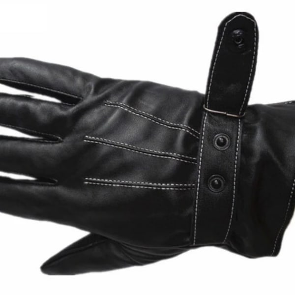 Handskar Herr Vinter Läder Svarta Handskar Knapp Varma vantar Lyxiga PU Läder Körning Herr Äkta vindtäta körhandskar style 2 gray one size