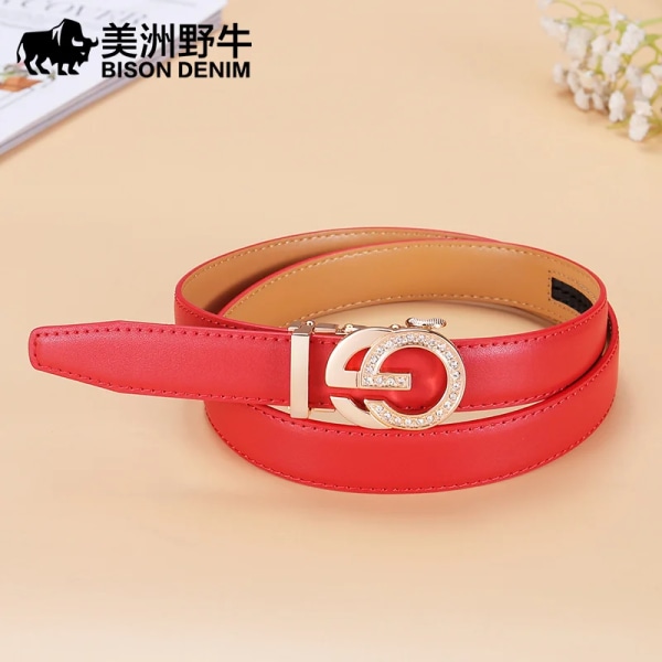 BISONDENIM 2022 New Fashion Classic äkta kohudsläderbälten för kvinna Lyxigt designermärke Bälte Automatiskt spänne Automatic buckle236 one size