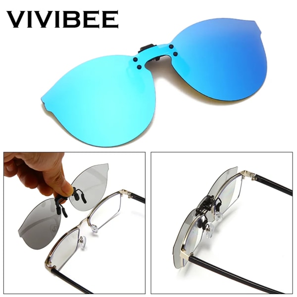 VIVIBEE fyrkantsspegel för män Flip-up Clip on Polarized Night Vision Körglasögon UV400 Dam Solglasögon Fiske Närsynt 4 Mirror Red Without Plastic Case