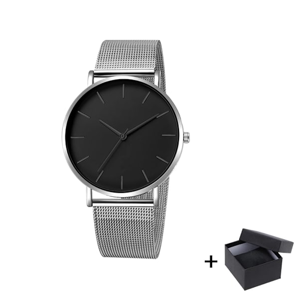 Watch 2022 Lyxmode Enkel Armbandsur Läder Guld Urtavla Casual Man Brecalet Quartz Clock Vip-länk för droppe 568 Silver black