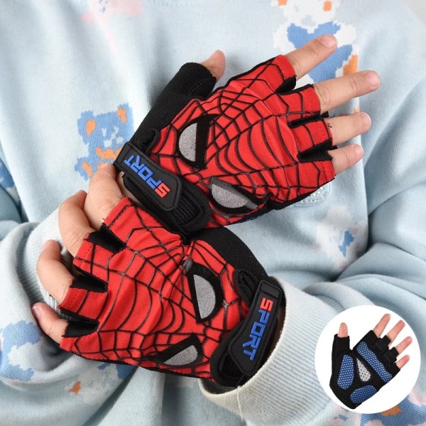 Cykelhandskar för barn Halvfinger Barn Cykelhandskar Barn Halksäkra Andningssporthandskar för pojkar Flickor Ridutrustning Spiderman XL