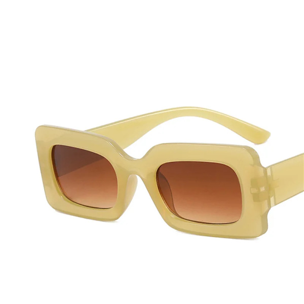 Mode Vintage Fyrkantiga Solglasögon Dam Gradient Tea Solglasögon Sommar Resa Retro Glasögon Män Oculos De Sol Feminino jelly green tea with pouch and cloth