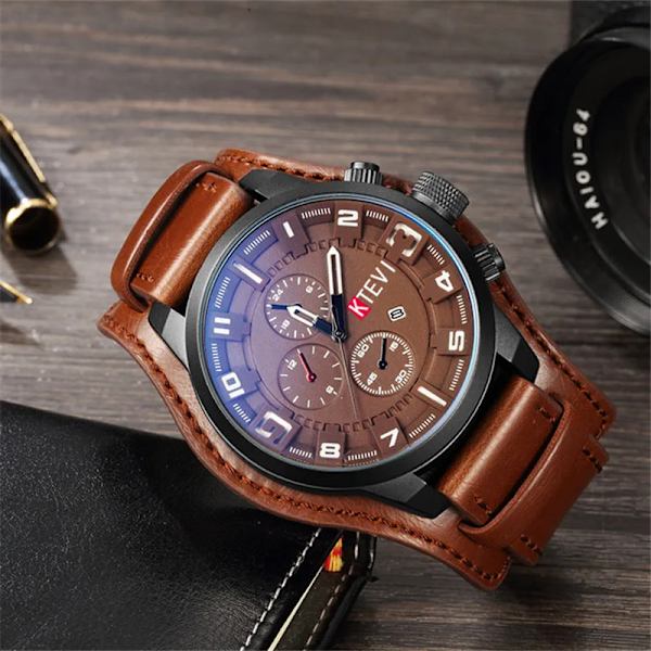 Herrklockor Toppmärke Lyx Mode & Casual Business Quartz Watch Date Vattentät armbandsur Hodinky Relogio Masculino light brown with box