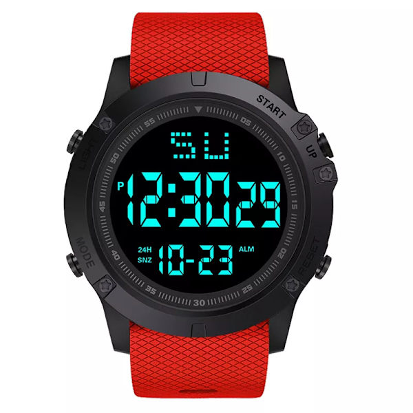 YIKAZE Multifunktions Watch för män LED Digital watch Stor urtavla Vattentät Lysande Herr Watch Elektroniska klockor A-Red