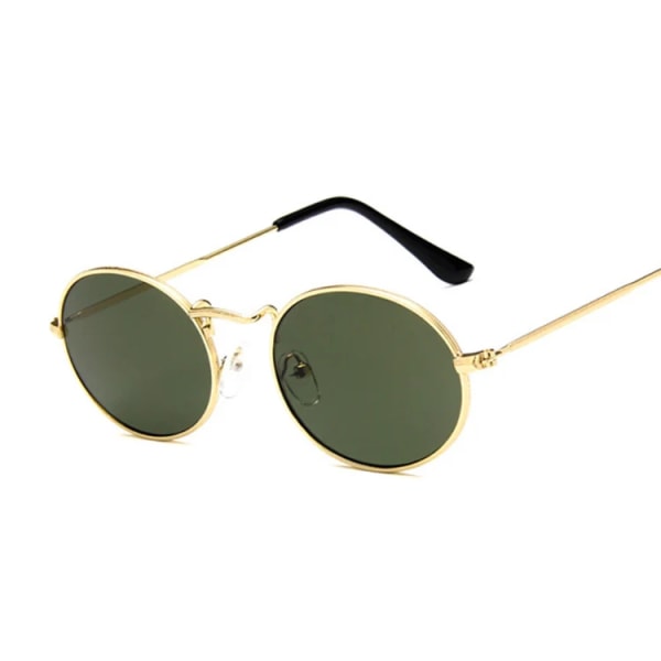 Vintage solglasögon i ovala stil Kvinna Metallram Retro Solglasögon Man Kvinna Klar Spegel Liten Runda Gafas De Sol Para Hombre GoldG15