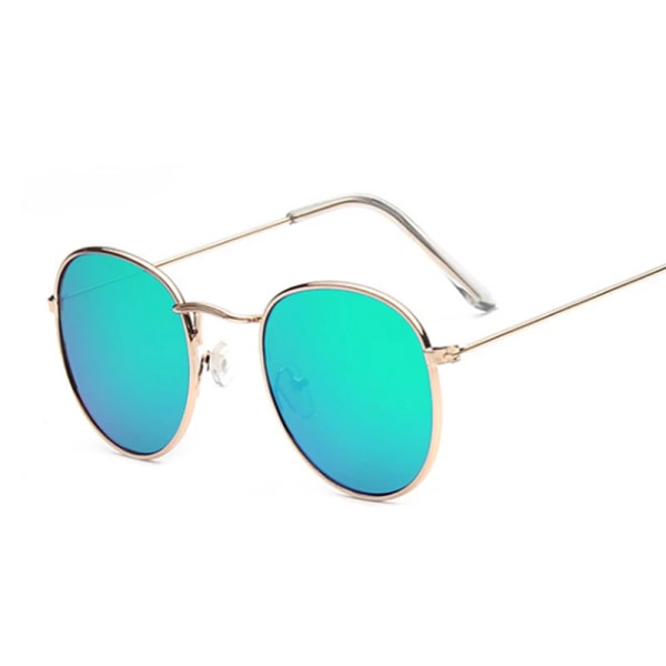 Klassisk liten ram, runda solglasögon Kvinna/Man Märkesdesigner Alloy Spegel Solglasögon Man Kvinnlig Mode Vintage Oculos GoldGreen Other