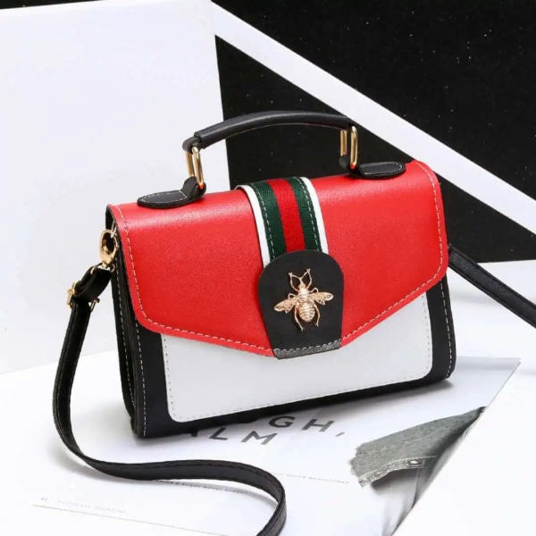 Kvinnor Designer Contrast Handväska Kvinna Ny Klassisk Crossbody-väska Flikväska Läder Axelväska Damväska Red