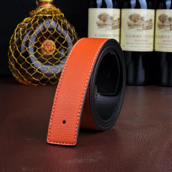 Nytt Lyxmärke Bälten Herr Högkvalitativ Nål Spänne Man Armband Äkta läder Midjeband Ceinture Herr Inget Spänne 3,8 cm H Bälte Orange 110cm