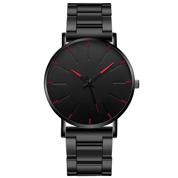 Herrklockor 2023 Lyx Man Elegant Ultra Tunt Armbandsur Man Business Rostfritt stål Mesh Quartz Klocka Relogio Masculino Hot 4-Black-Red